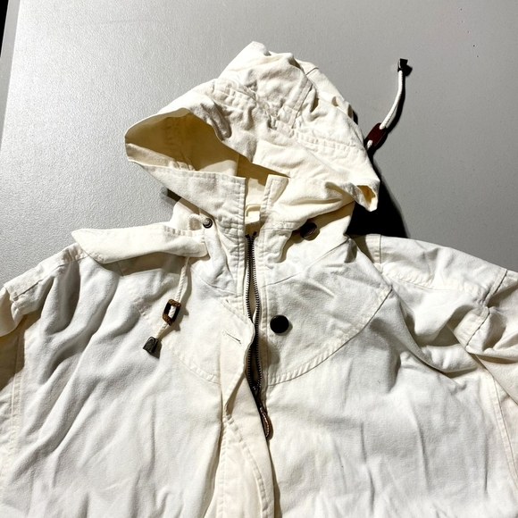 Vintage Express Men's XS Creamy White Hooded Jacket Barn Chore Fisherman Parka - Picture 3 of 6